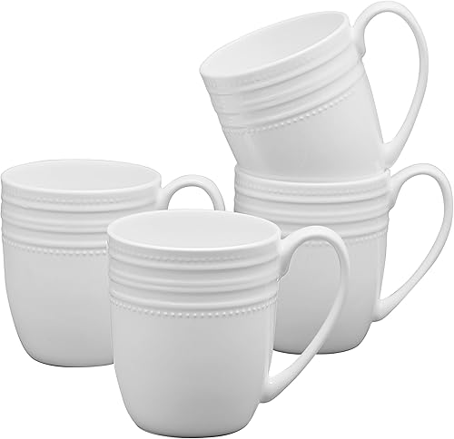 Mikasa Kamryn - Juego de 4 tazas ligeras de porcelana vegana, 13.5 onzas, color blanco