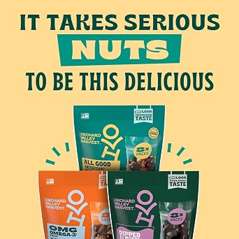 Orchard Valley Harvest OMG Omega-3 Mix, 14 pack (2 oz), Walnuts, Dark Chocolate Blueberries, Sweetened Cranberries, Almonds, And Pistachios, Gluten Free, Stand Up Bag, Non-GMO Project Verified, Healthy Snacks for Adults