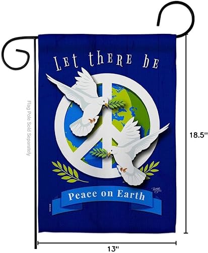 Miniatura 5 de Breeze Decor Earth Peace on Garden Flag Expression Small Decorative Gift Yard House Banner Double-Sided Made in USA 13 X 18.5