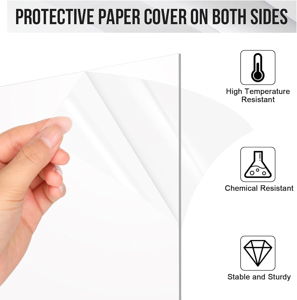 10 Pcs Thin Plexiglass Sheets, 12x12 0.5mm Small Clear PVC Flexible Plastic Sheet, Transparent Shatter Resistant Plastic Sheet Panels for DIY Display Projects, Crafts, Picture Frame, Invitations