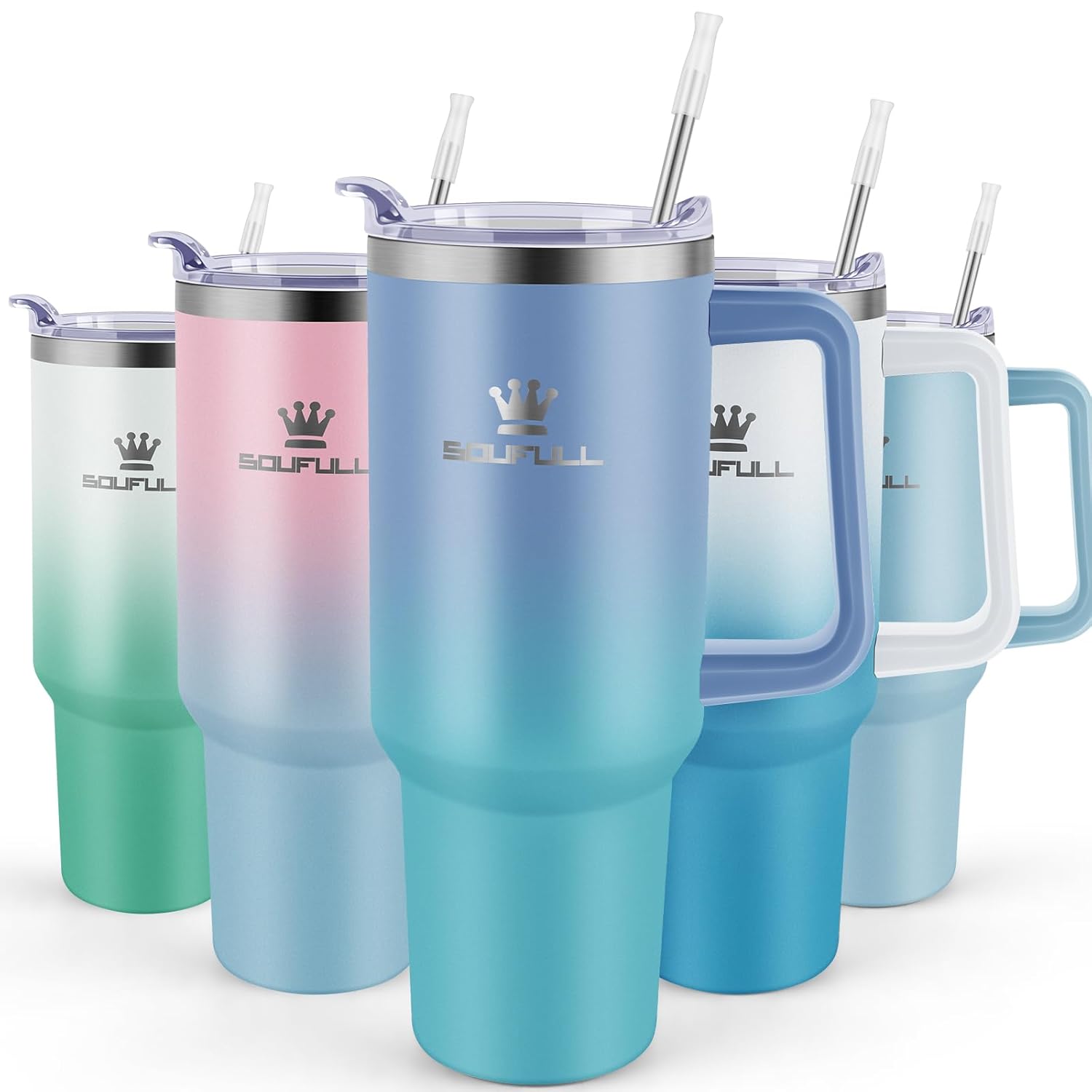 40 oz Tumbler with Handle and Straw Lid 100 Leak-proof Travel Coffee Mug Stainless Steel Insulated Cup for