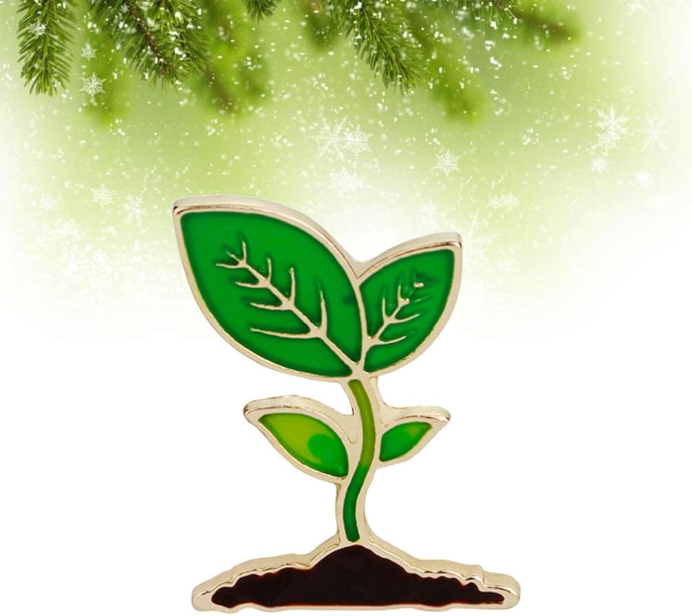 Holibanna Plant Brooch Pin Leaves Plant Bean Sprouts Enamel Brooch Collar Pin Cartoon Badge Brooch for Backpacks Clothes Bags Hat(Green): Clothing, Shoes & Jewelry