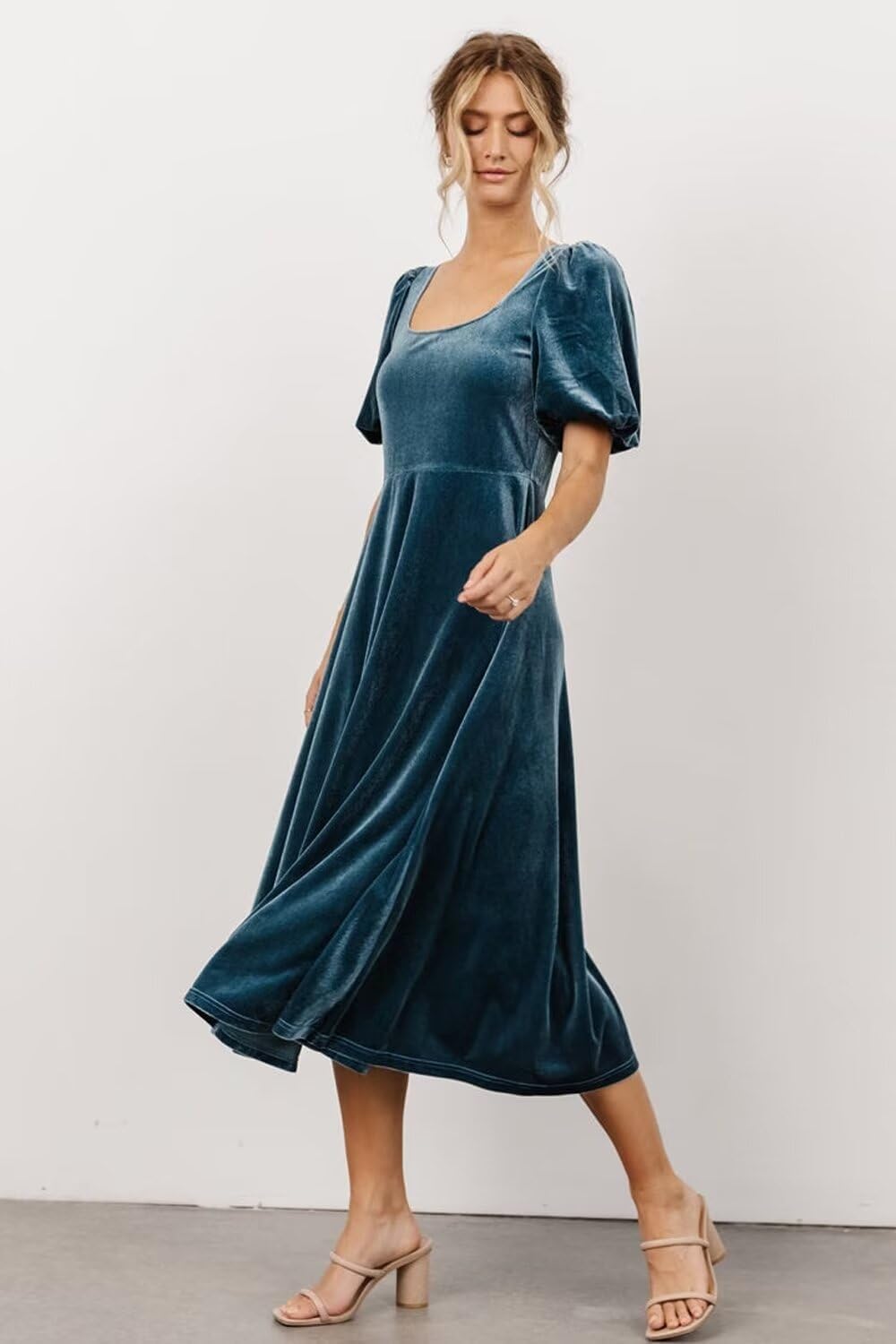 Xijun Women's Velvet Maxi Dresses Midi Length Bridesmaid Dress Formal Evening Wedding Party Gowns