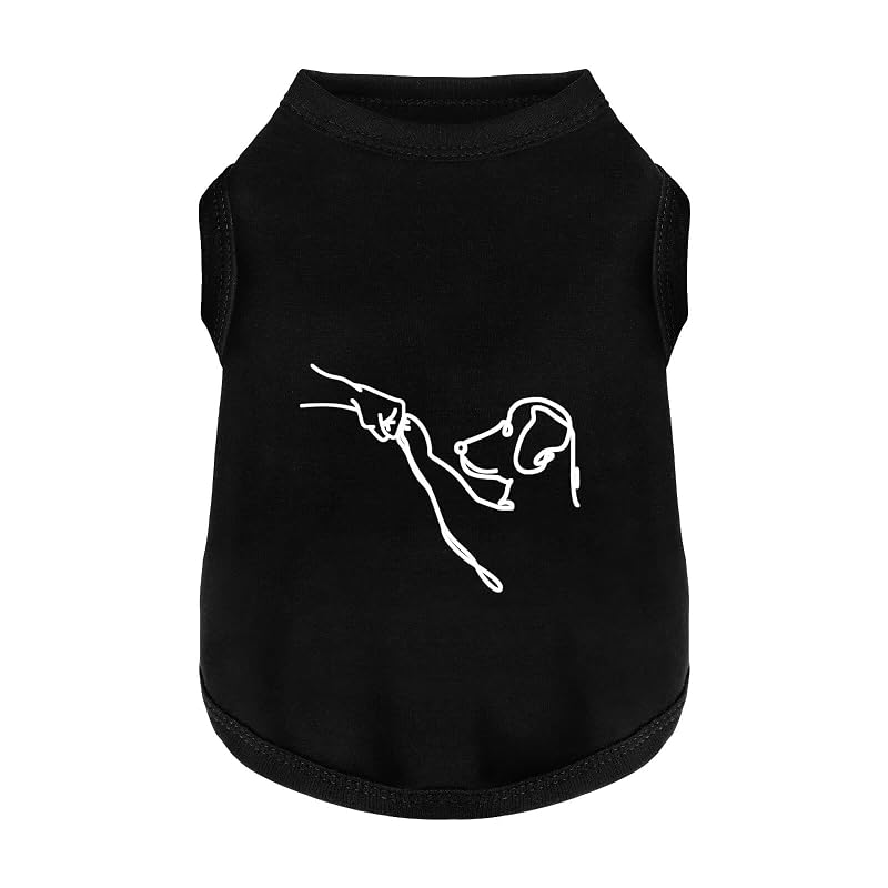 Camisa para Cachorro Paiaite de Algodão Macio com Estampa HIGH FIVE, Black DOG, XS (0,91–2,72 kg)