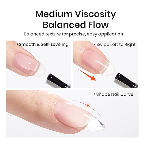 Miniatura 52 de Beetles Builder Gel de 0.5 onzas líquidas, gel fortalecedor 7 en 1 translúcido rosa nude, cepillo de extensión de uñas de gel UV en botella, no se