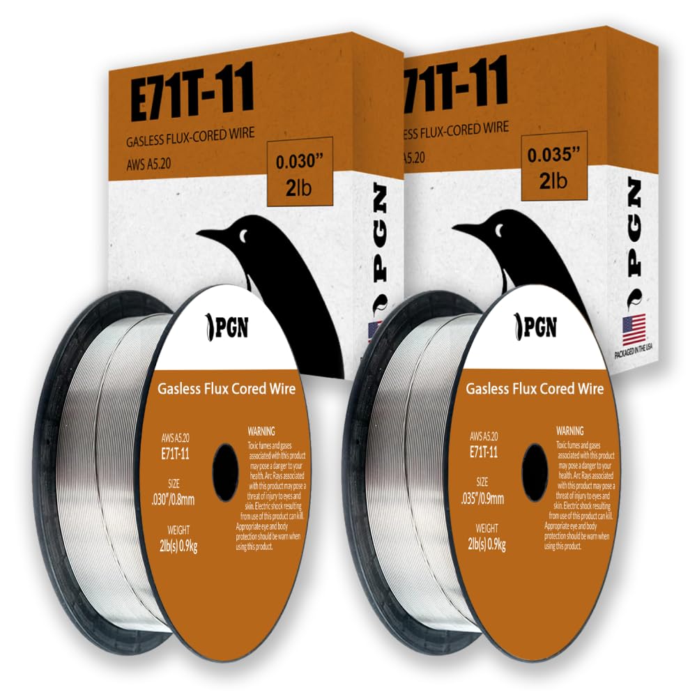 PGN Flux Core Mig Wire E71T-11 .030 + .035, 2 Pound Spool - Gasless Mild Steel MIG Welding Wire with Low Splatter - For All Position Arc Welding
