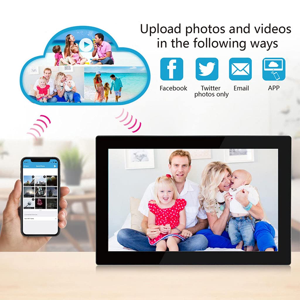 Marco De Fotos Digital WiFi 10.1 Pulgadas IPS Pantalla Táctil Pantalla HD, Almacenamiento De 16 GB, Rotación Automática, Compartir Fotos A Través De La Aplicación, Correo Electrónico, Nube, con Ranu