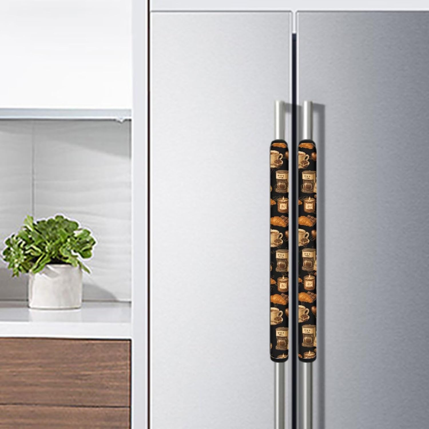 Coldinair Cafe Chocolate Refrigerator Door Handle Covers Set of 8,Keep Your Kitchen Appliance Clean from Fingertips,Drips,Food Stains for Fridge Oven Dishwashers