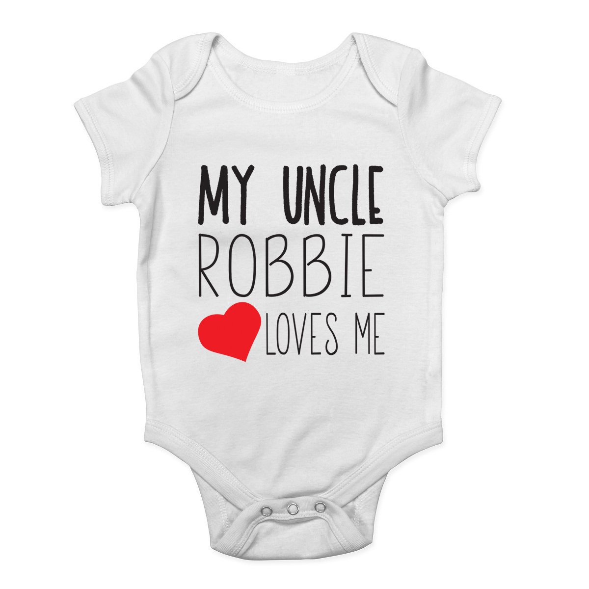 Personalised My Uncle with Any Name Loves Me Cute Boys and Girls Baby Vest Bodysuit White