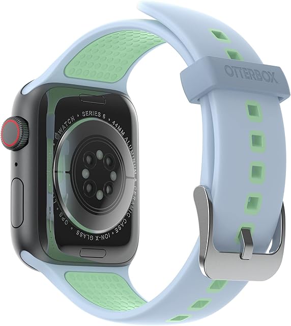 OtterBox All Day Watch Band for Apple Watch Series 8/7/6/SE 2nd gen/SE 1st gen/5/4/3 - 42mm/44mm/45mm, Replacement Durable Soft Touch Silicone Strap for Apple Watch, Light Blue