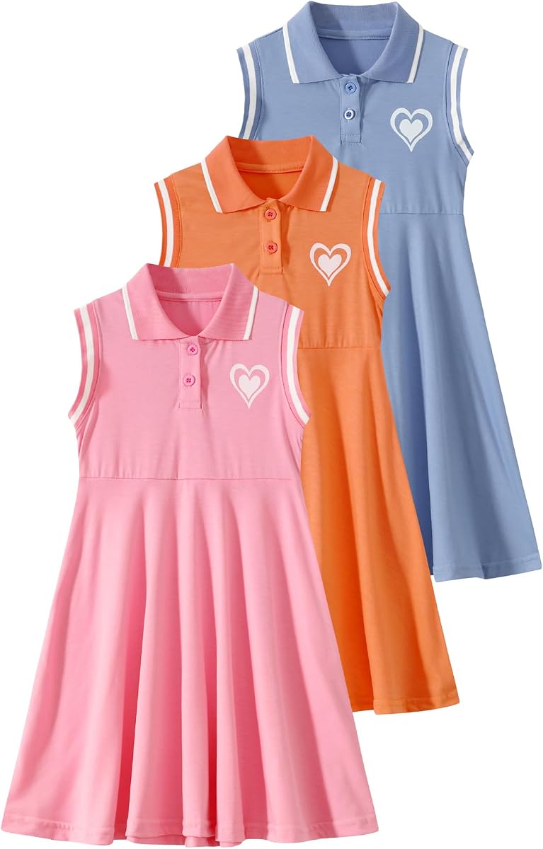 Conjunto 3-Pack Polo Tank Dress sin mangas A-Line para niña 3-14Y