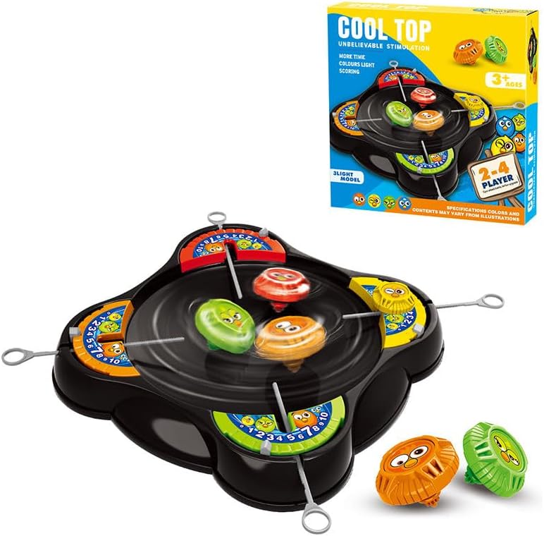 - Cool Top Spinning BlazeDisc Game Gyro Battle Toy On Classic Super Arena Disk for Kids, 2-4 Players with 4 Spinners & 4 Launchers