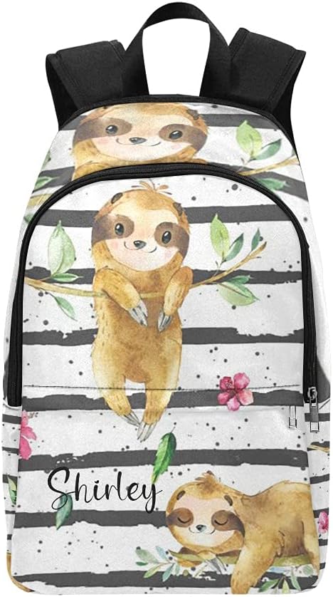 Personalized Cute Tropical Sloths Backpack with Name Custom Travel Bag for women Men