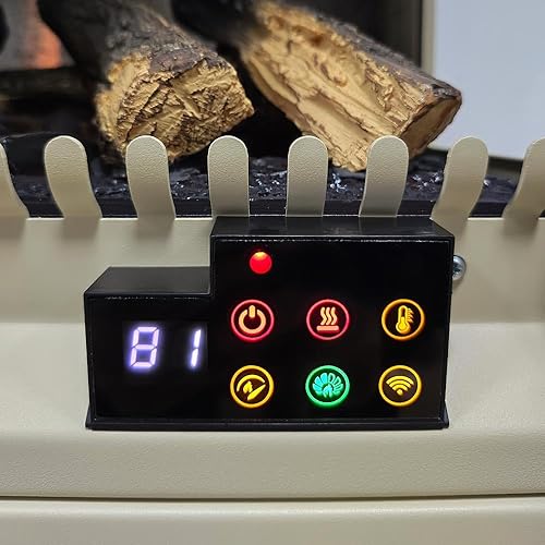 Miniatura 6 de Modern Ember Harlowe - Calentador eléctrico independiente de chimenea en crema con cama de brasas multicolor  Tecnología inteligente  Compatible con