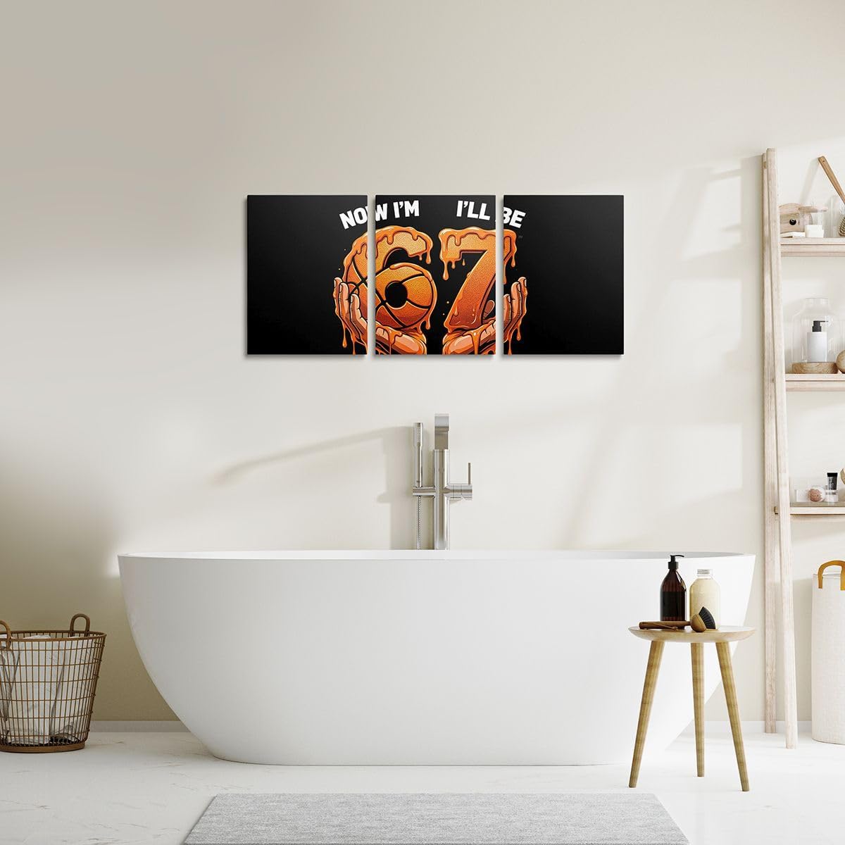 Erosebridal Basketball Sports Canvas Wall Art set of 3 | 67 Funny Number Six Seven Pictures Wall Decor Framed Ball Theme Basketball Posters Prints,Sports Lovers Gaming Paintings For Bedroom 12"X16" image 5