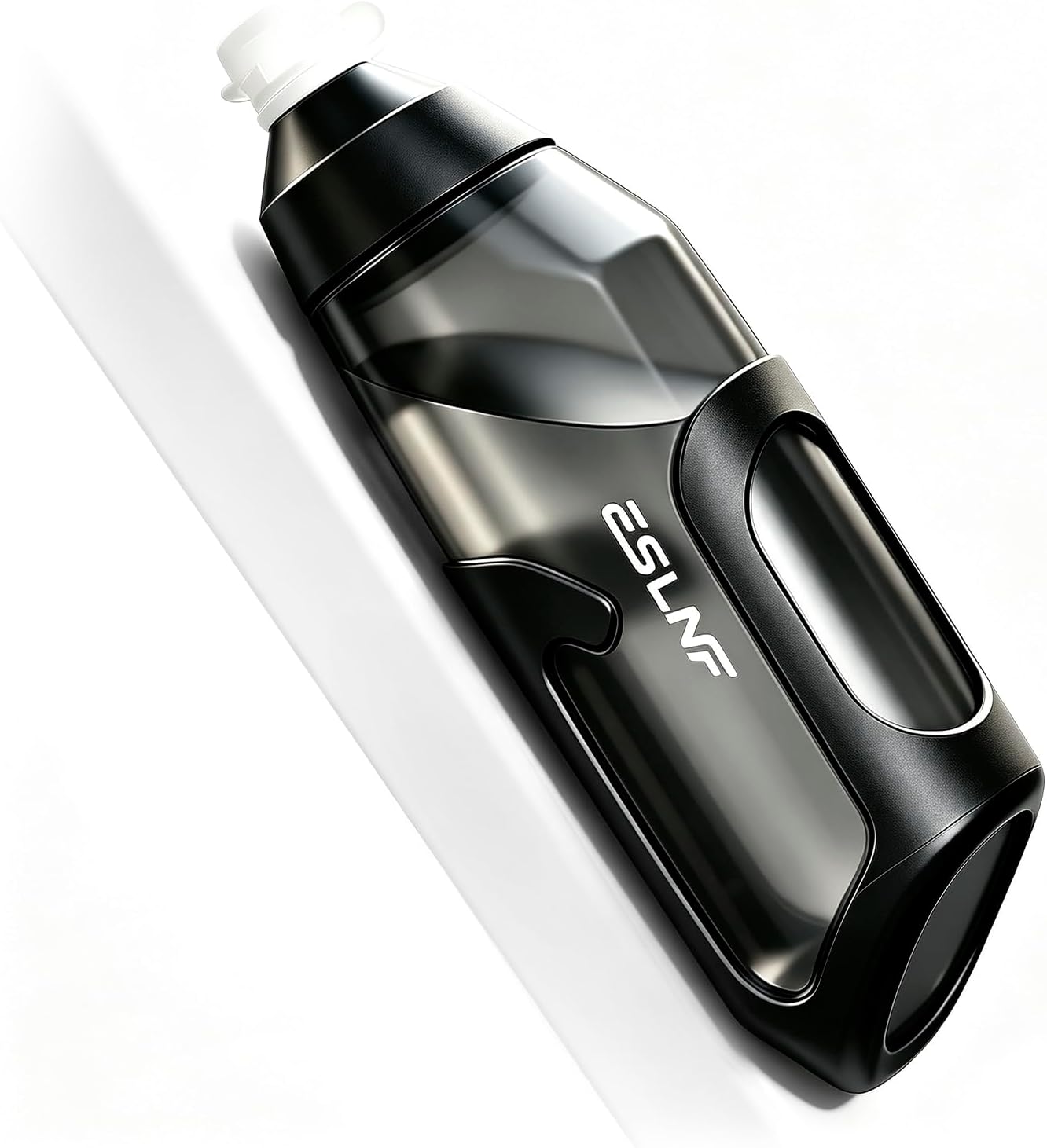 Bike Water Bottle, 24 oz / 680ml Bicycle Squeeze Water Bottle, Leak-Proof/High Flow Cycling Water Bottle with Holder, Lightweight Running Water Bottle for MTB Road Bike Riding Water Kettle, Black