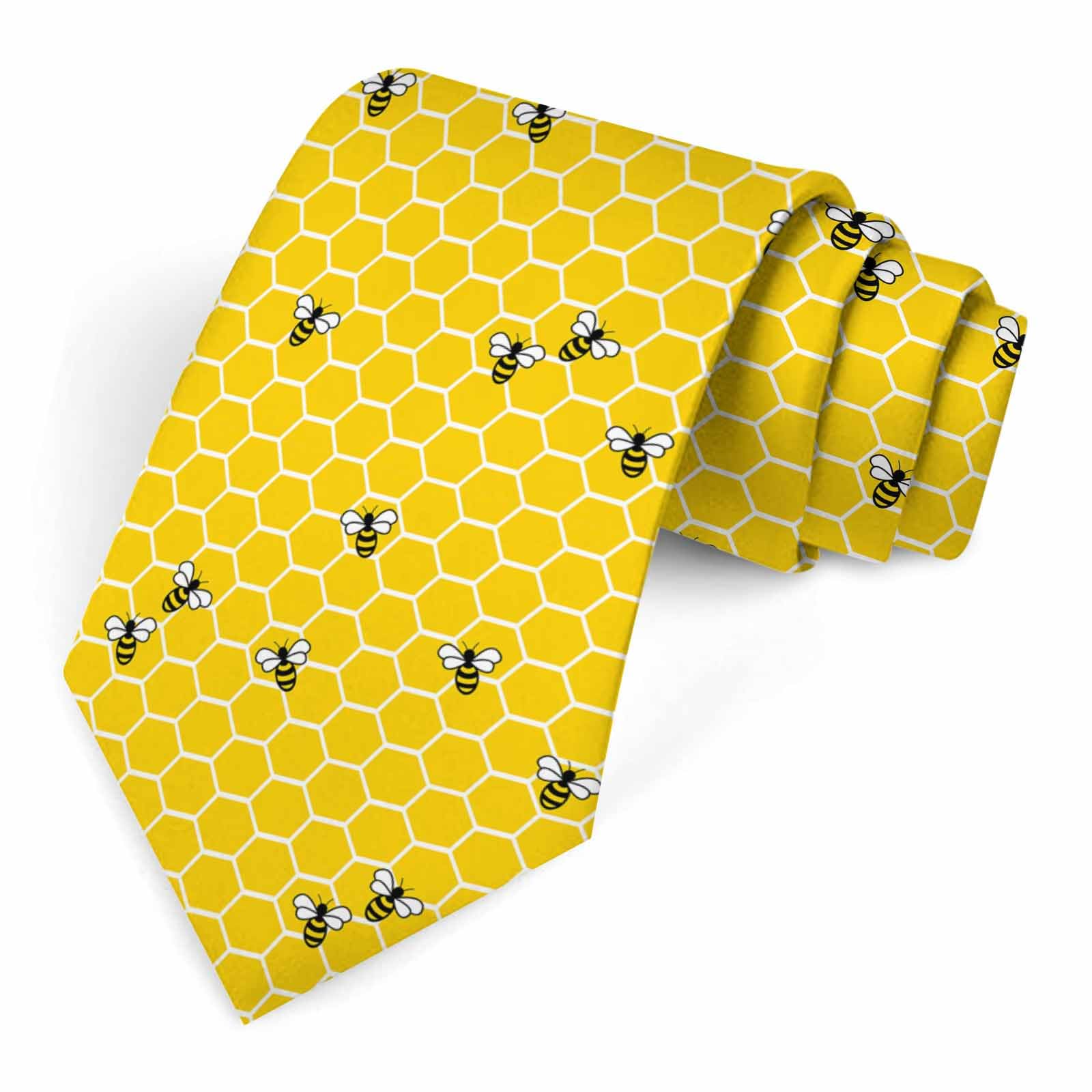 Muntayson Unisex Bees Honey Men's Tie Men's Necktie Tie For Men Wedding Holiday Party
