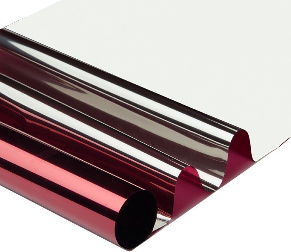 HOHOFILM Silver Red Tint Window Glass Film Reflective Solar Film for Home,Building 60"X20"