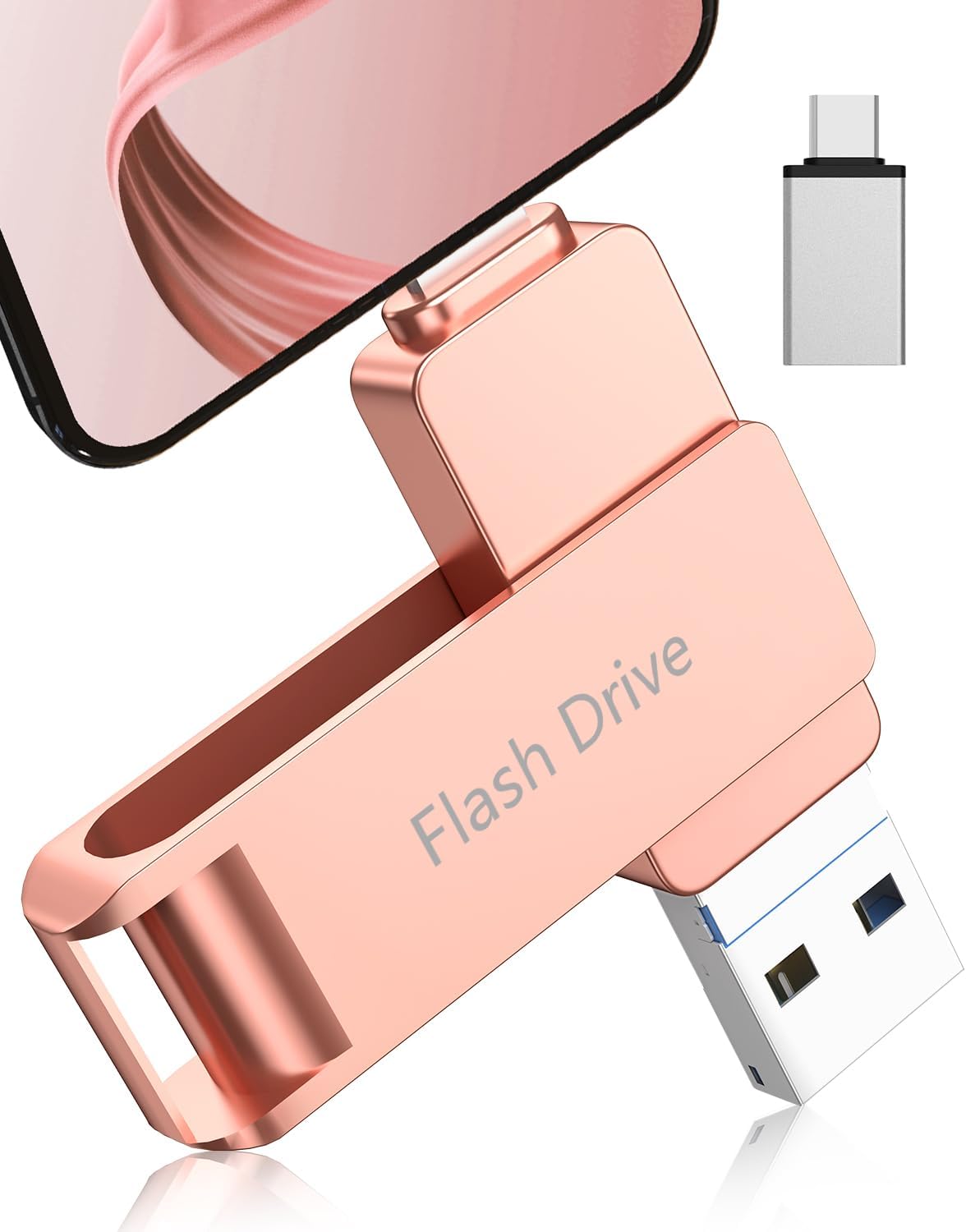USB Memory, 512 GB, 4-in-1, Compatible with iPhones, USB 3.0, High Speed Data Backup, Type-C, USB Memory, External Memory for iPhones, Photo Storage, Compatible with Phone/Pad/PC/Android/Mac