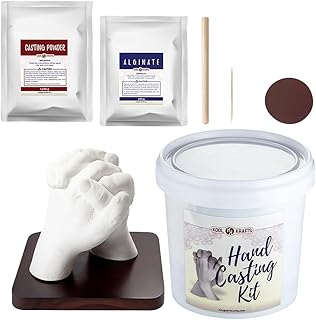 Hand Casting Kit for Couples | DIY Plaster Statue Molding Kit | DIY Hand Mold Kit | Anniversary for Men, Women | Wedding Gift | Wooden Mahogany Base | Mother's Day Gifts for Wife