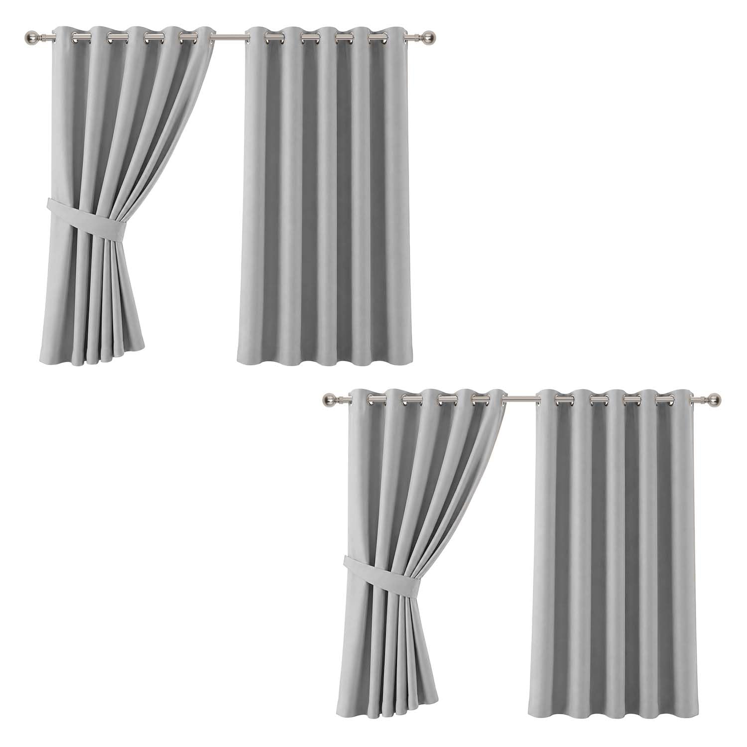 Aspire Homeware Blackout Curtains for Living room 66x54 Inch Light Grey Curtains Super Soft Privacy Protection & Thermal Eyelet Curtain 4 Panels with Tie Backs