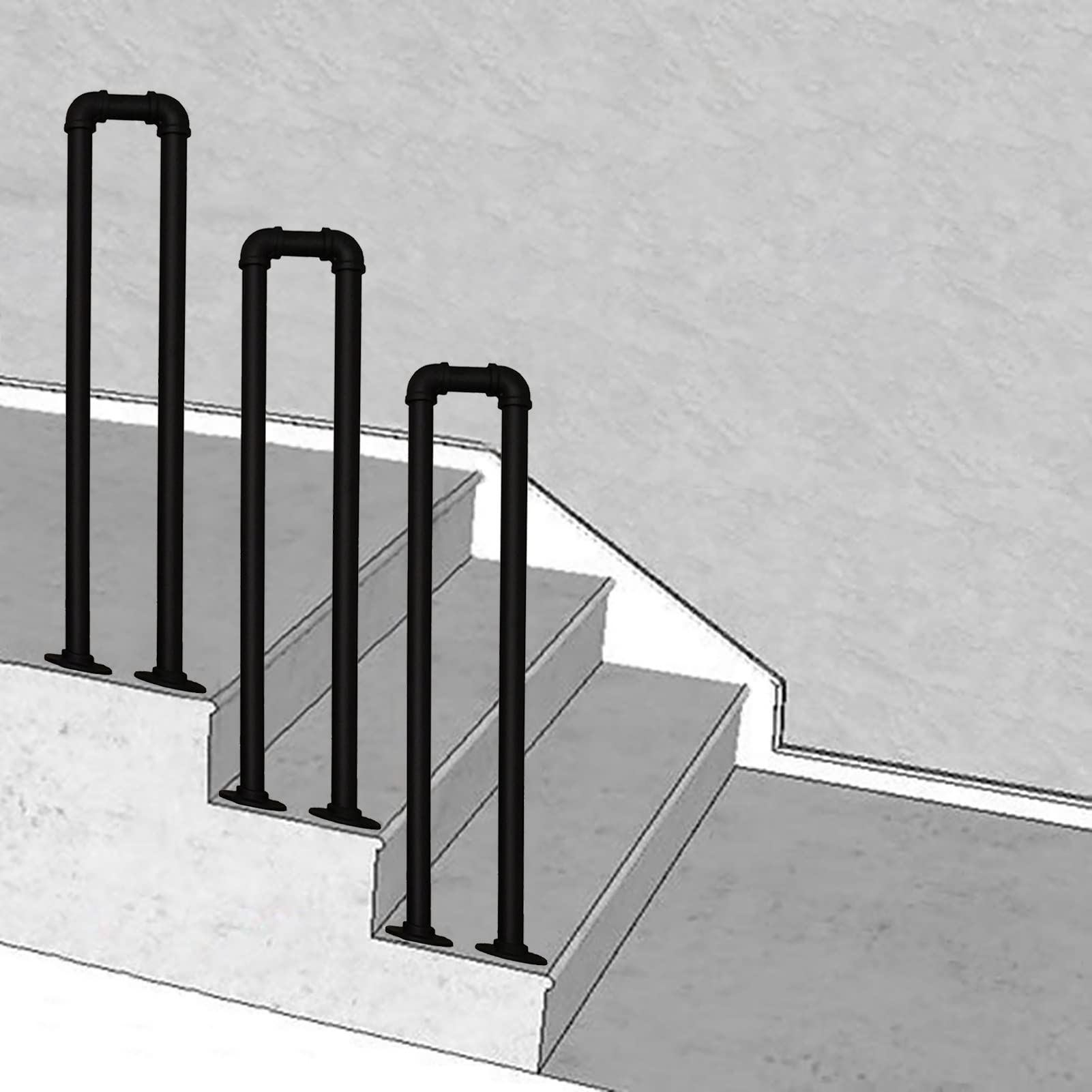 Piquet de main courante noir mat pour sécuriser le perron de votre maison de campagne
