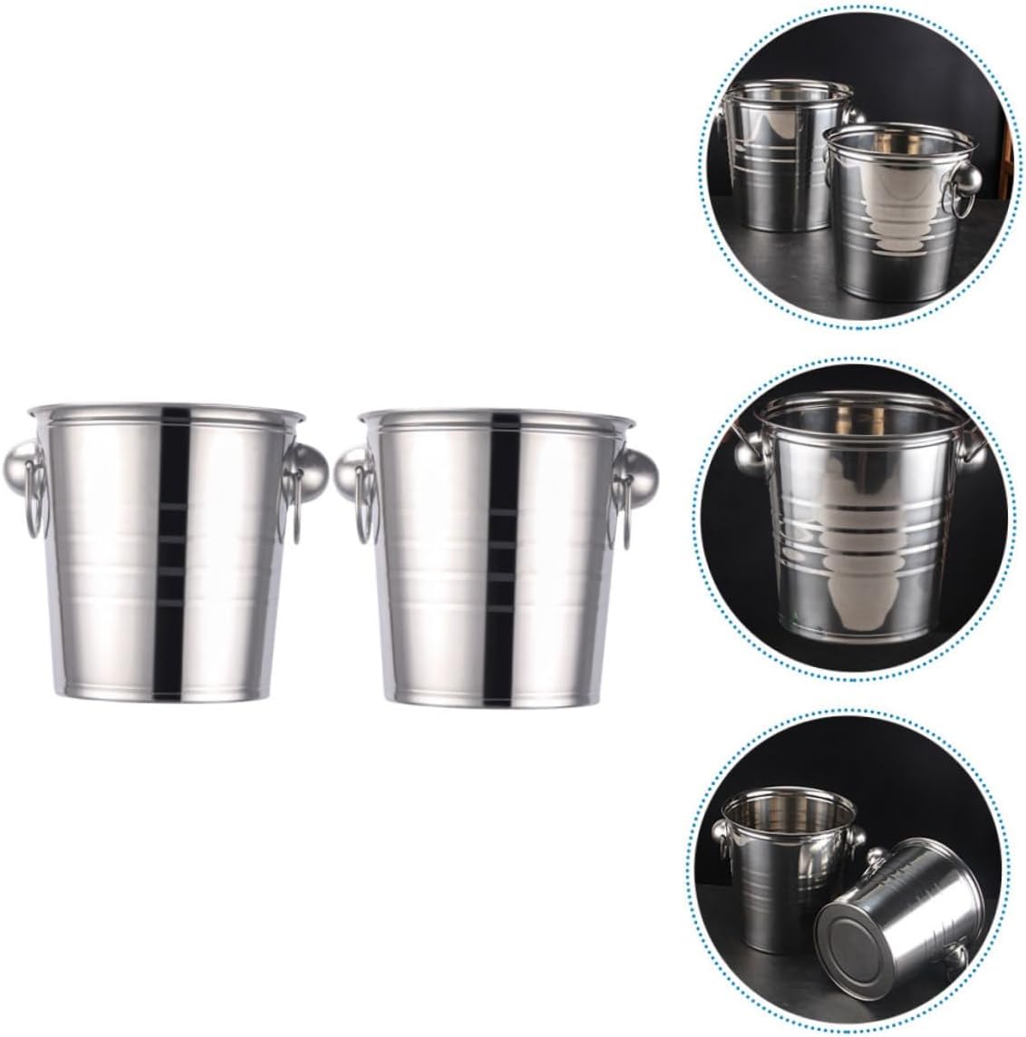PRETYZOOM 2pcs Portable Stainless Steel Ice Bucket for Wine and Beer Insulated Beverage Holder for Parties Bars and Camping
