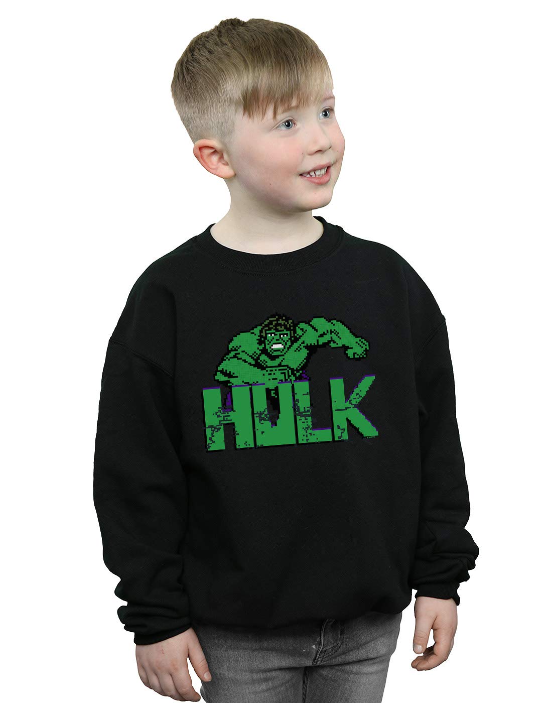 Marvel Boys Hulk Pixelated Sweatshirt Black 7-8 Years