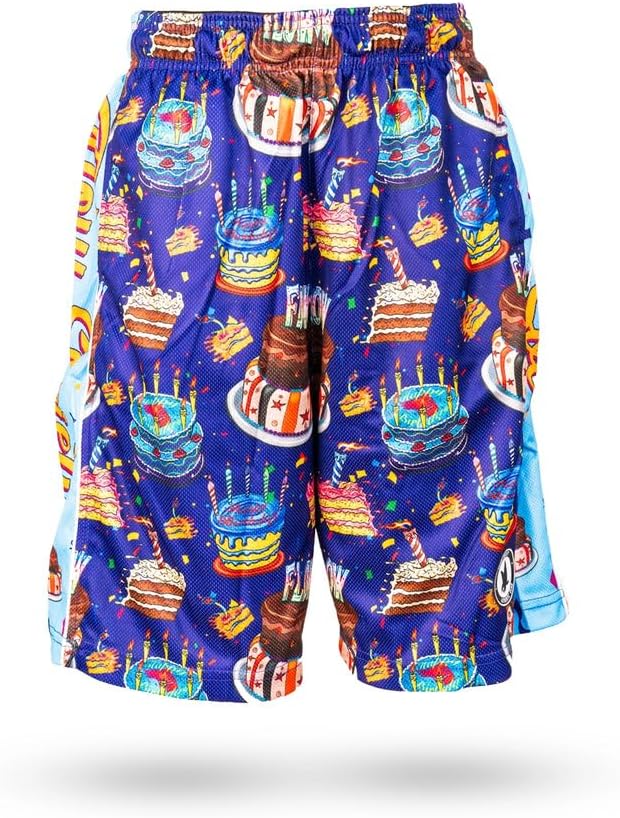 Flow Society Birthday Cake Boys Shorts - Kids Athletic - Basketball - Baseball - Hockey - Football - Lacrosse - Blue