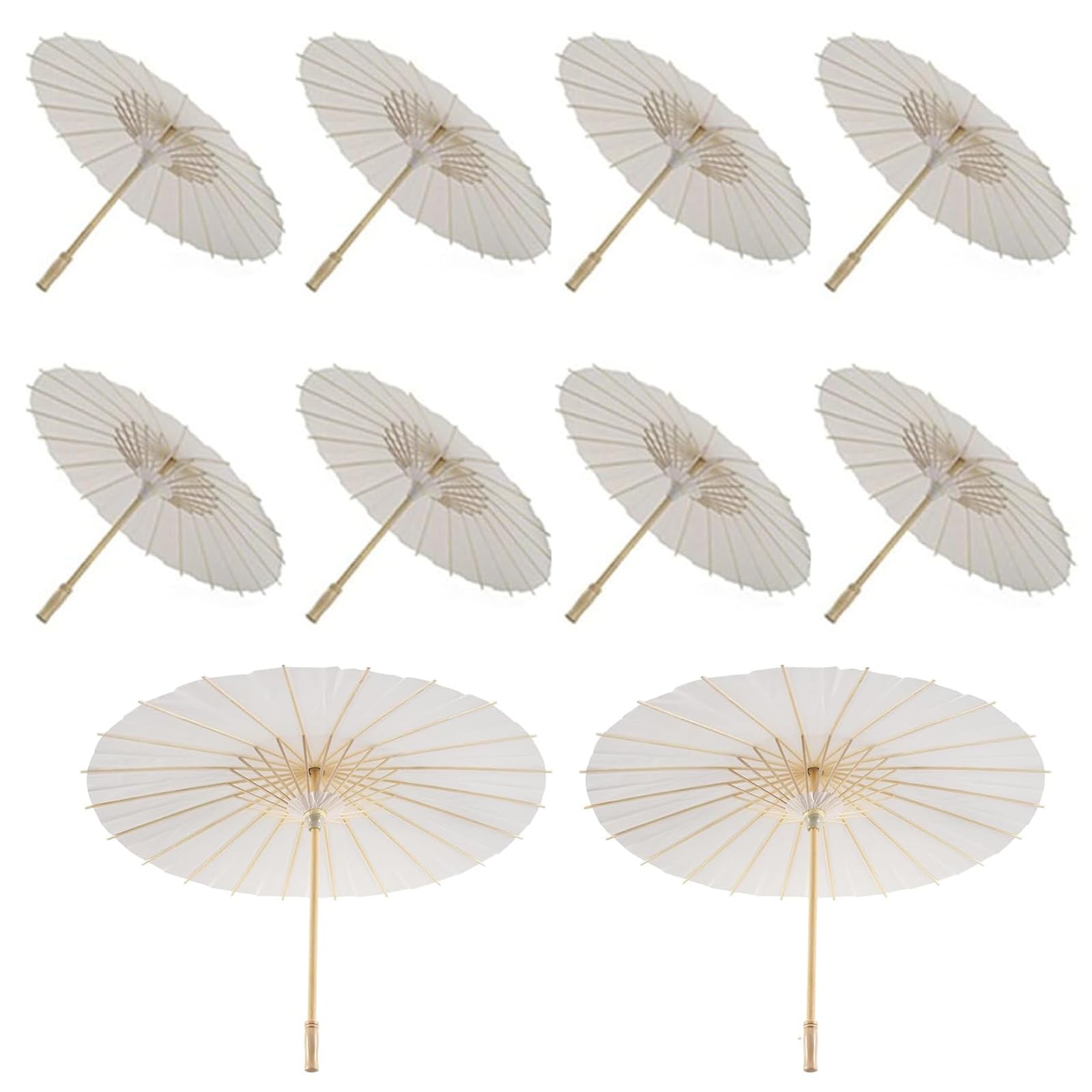 Ombrelle Mariage, 10 Pièces 60cm Parapluie Blanc Mariage Parapluies en Papier, Ombrelle Chinoise DIY Oiled Paper PaintingParapluies pour Fête deMariage Décoration