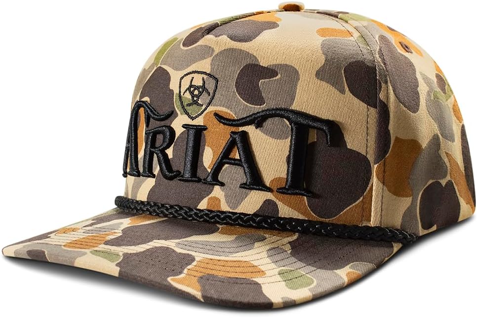 ARIAT Men's Camo 3D Embroidered Logo Rope Accent Cap