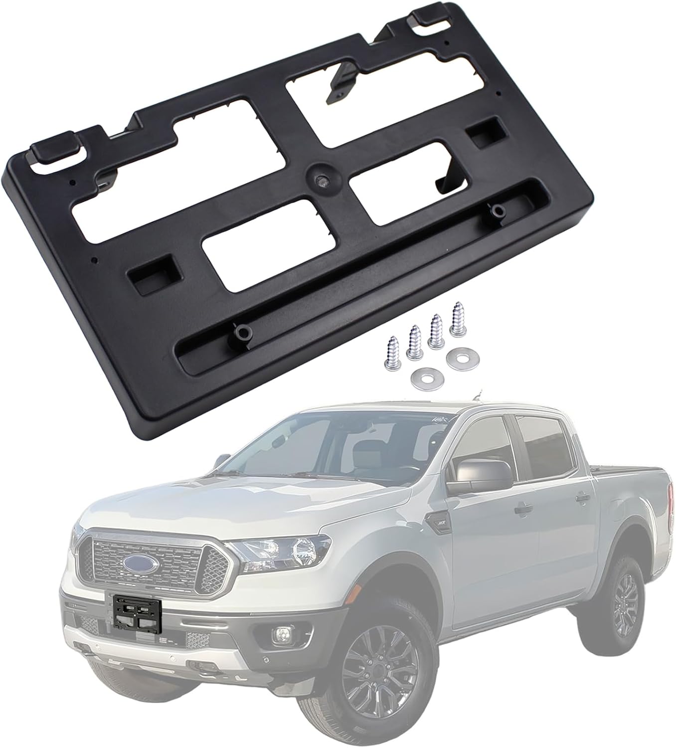 MOTOKU Front Bumper License Plate Bracket Mounting Holder Frame for Ford Ranger 2019-2023 with Screws