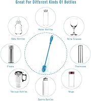 Vista 5 de Cepillo de silicona para botellas con mango largo, limpiador de botellas de agua para biberones, Hydro Flask, botellas deportivas, jarrones
