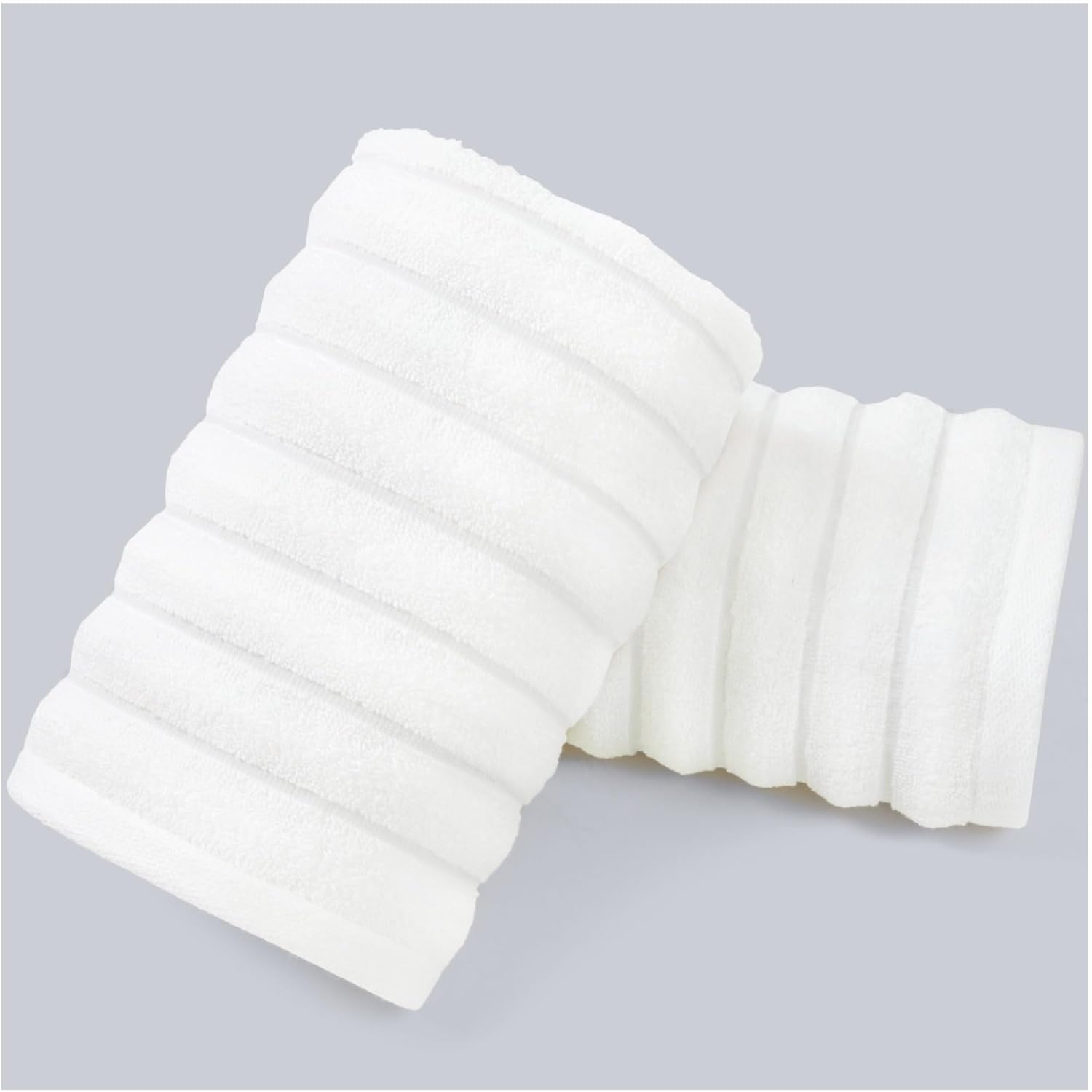 Jacquotha Luxurious 2-Pack Ribbed Striped Hand Towels (White) – Hotel & Spa Premium Cotton Face Towels 13” x 29”, Soft and Quick Drying 480 GSM