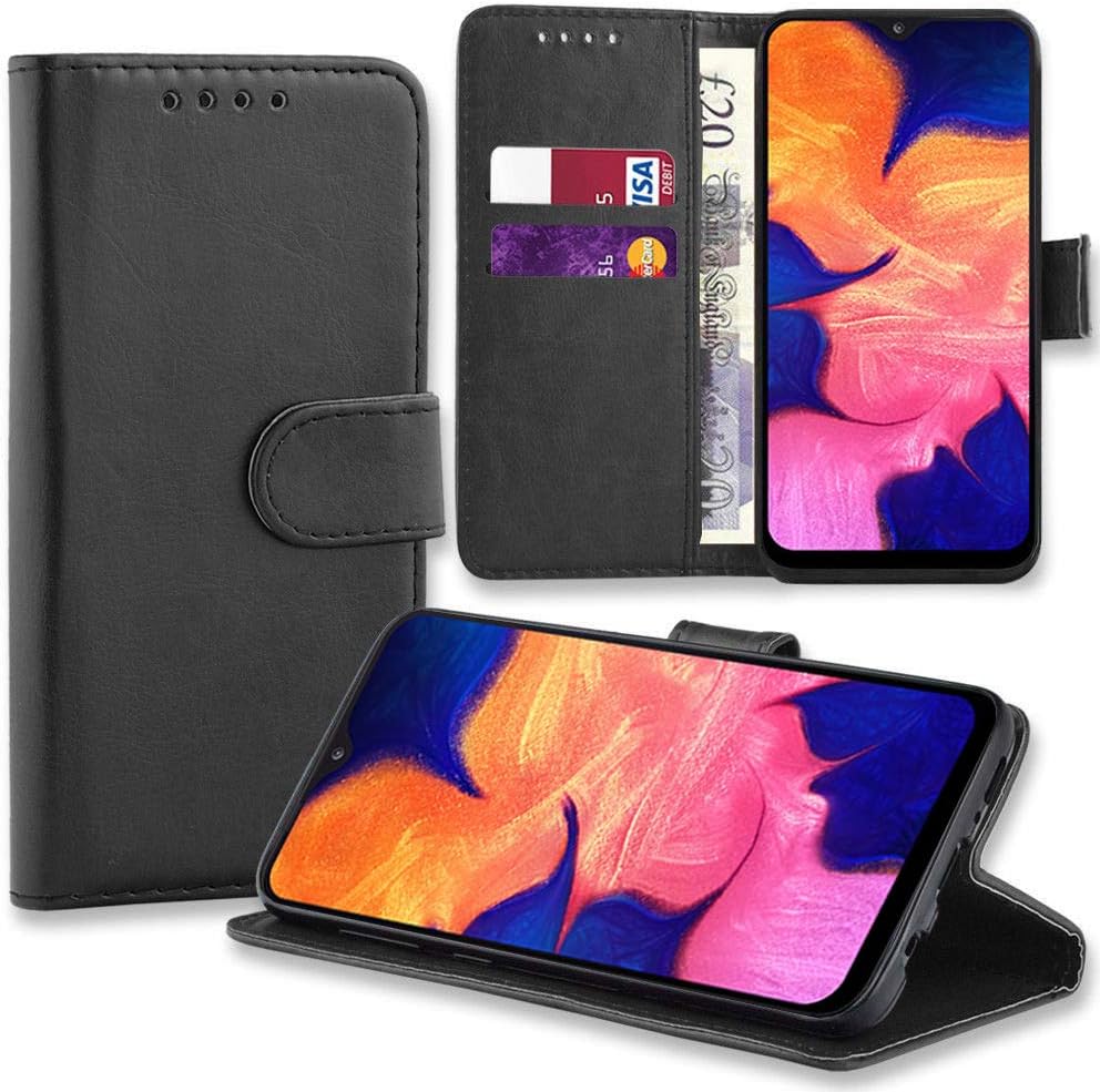 Galaxy A10 Case, GALAXY A10 Book Cover Premium PU Leather Flip Foil [Magnetic Protective] Wallet Case Cover [Credit Card Slot] for Samsung Galaxy A10 (BLACK)
