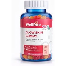 Glow Skin Gummy Vitamins, 60 Count, Apple Flavored, Vegan, Gelatin Free, Gluten Free, Nut Free, Glowing & Hydrated Skin, Reduced Eczema, Reduced Wrinkles