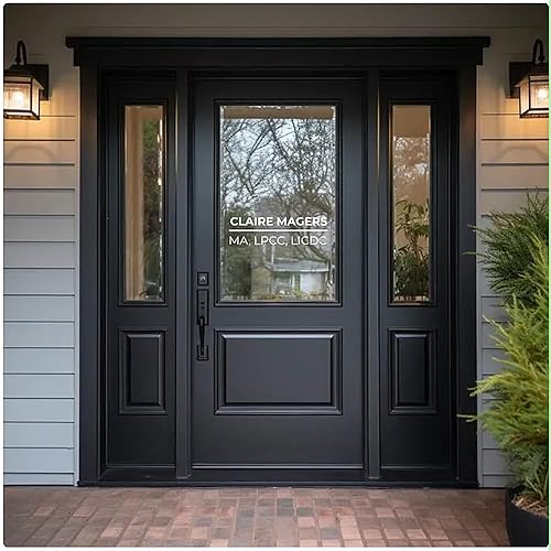 Miniatura 2 de Calcomanía de vinilo de dos líneas con nombre y título profesional para pared o puerta, de un solo color, con tu nombre y título, perfecta para tu