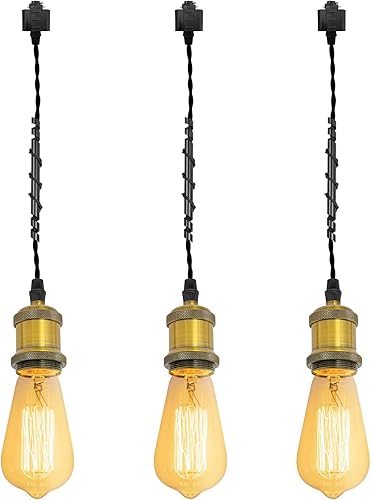 Miniatura 47 de Kiven Colgantes de iluminación de riel tipo H, luces colgantes industriales de pista H con cuerda de tejido negro de 7 pulgadas de longitud, paquete