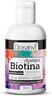DRASANVI CHAMPÚ BIOTINA Y ALOE VERA - Biotina + Aloe Vera + Inositol + Proteína de Avena - Nutre, protege y abrillanta - 100ml