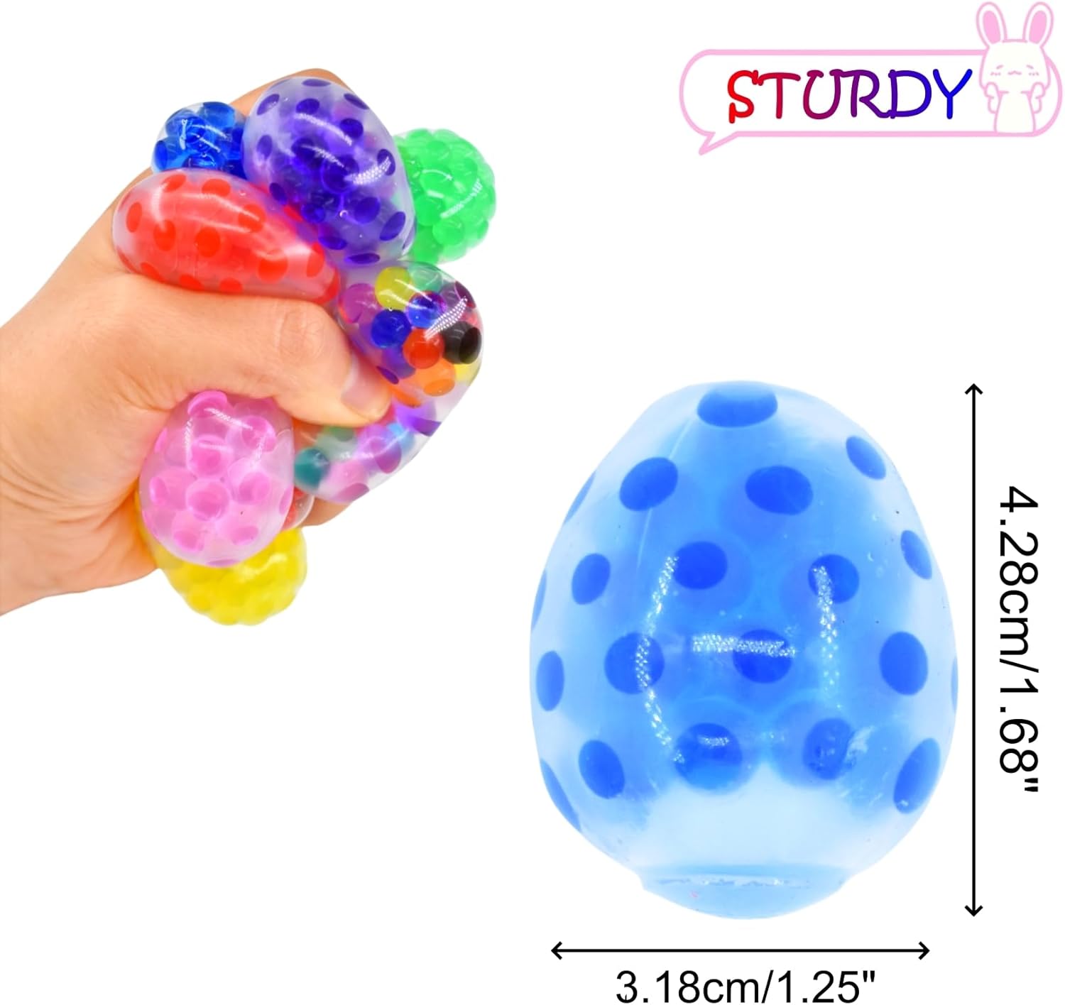 24 Pack Easter Stress Balls, Easter Mini Eggs Squeeze Balls Squishy Fidget Toys for Easter Basket Stuffers Easter Egg Fillers Party Favor Gifts
