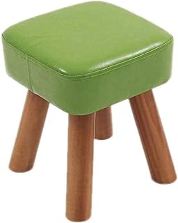 MGEMJMJ Taburete para Pies, Banco para Cambiar Zapatos, Patas De Madera, Taburetes para Pies Lavables, Asiento Cuadrado Cómodo, Silla Tapizada para El Hogar, Multifunción(Color:Verde)