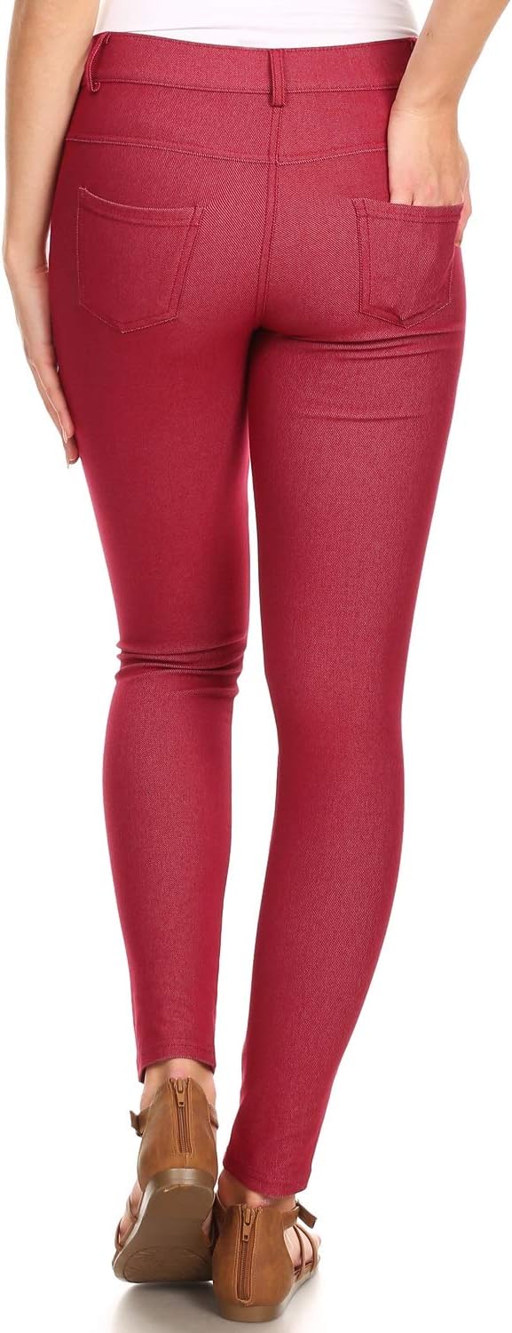 YELETE Women's Basic Five Pocket Stretch Jegging Tights Pants