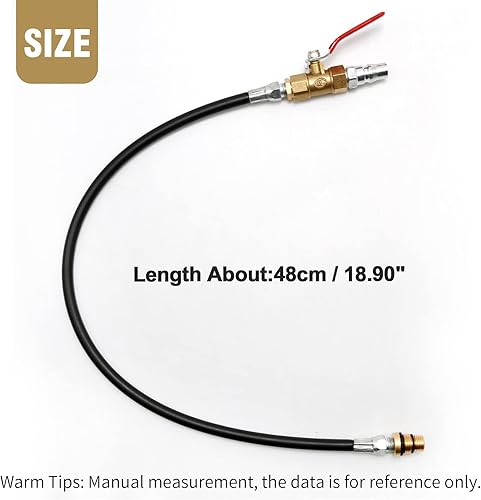 Miniatura 2 de Tubo de presión de soporte de válvula de aire de motor de 18.9 pulgadas con válvula de bola, extracción de rosca M14 M12 a 14 NPT cilindro asistente