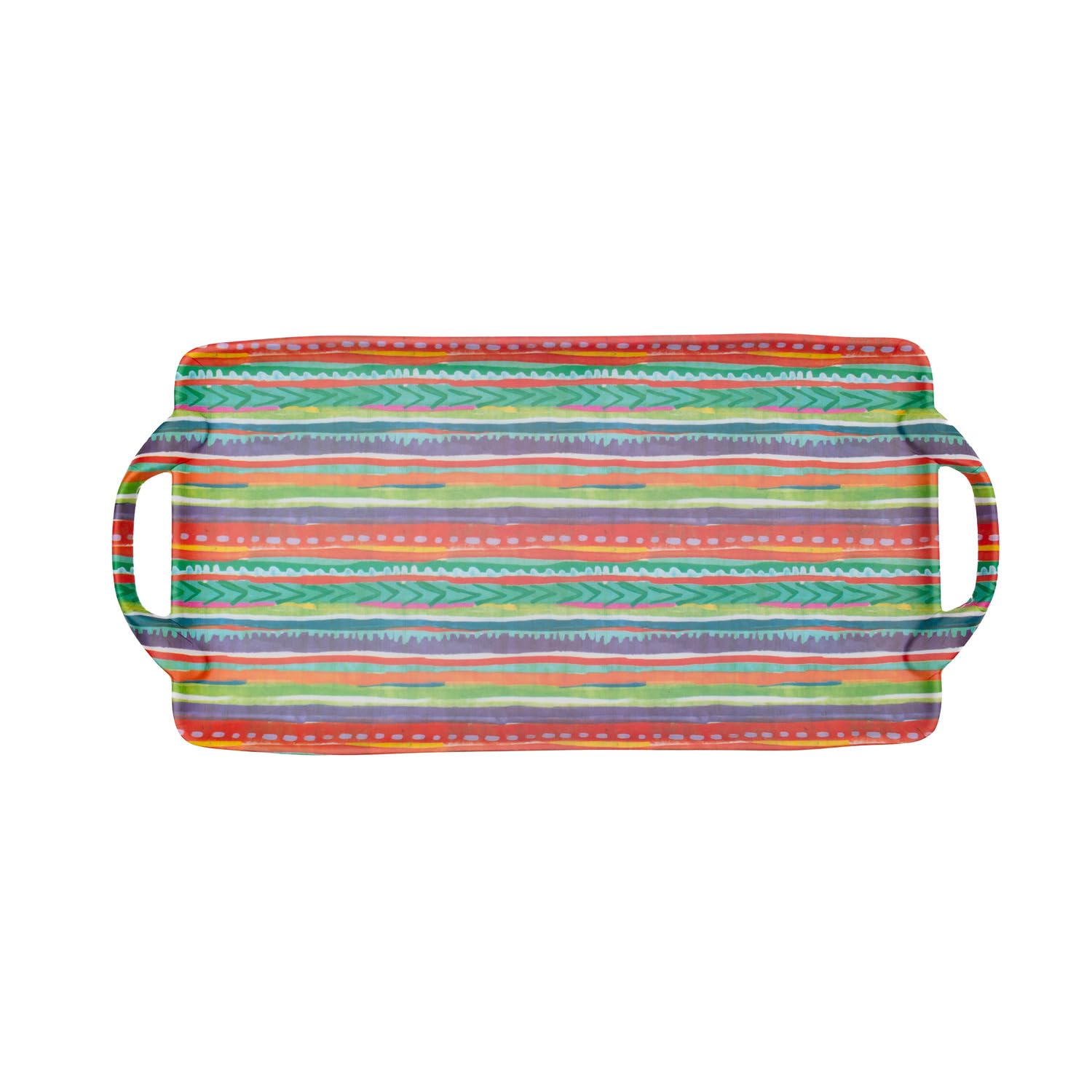 Boston International Bandeja Decorativa de melamina con Asas, Grande, 45,7 x 22,2 cm, Fiesta