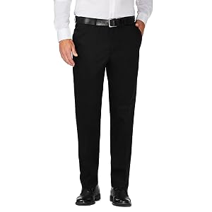 Haggar Mens Work to Weekend Hidden Expandable Waist Classic Fit Flat Front Pant