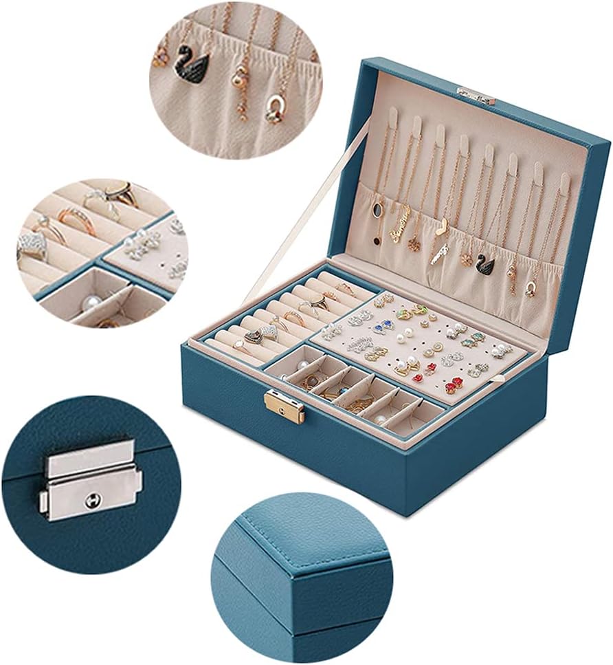 Jewellery Box, Jewelry Storage Case, Jewellery Box Organiser for Girls Women Lockable Women's Jewellery Box - Image 3