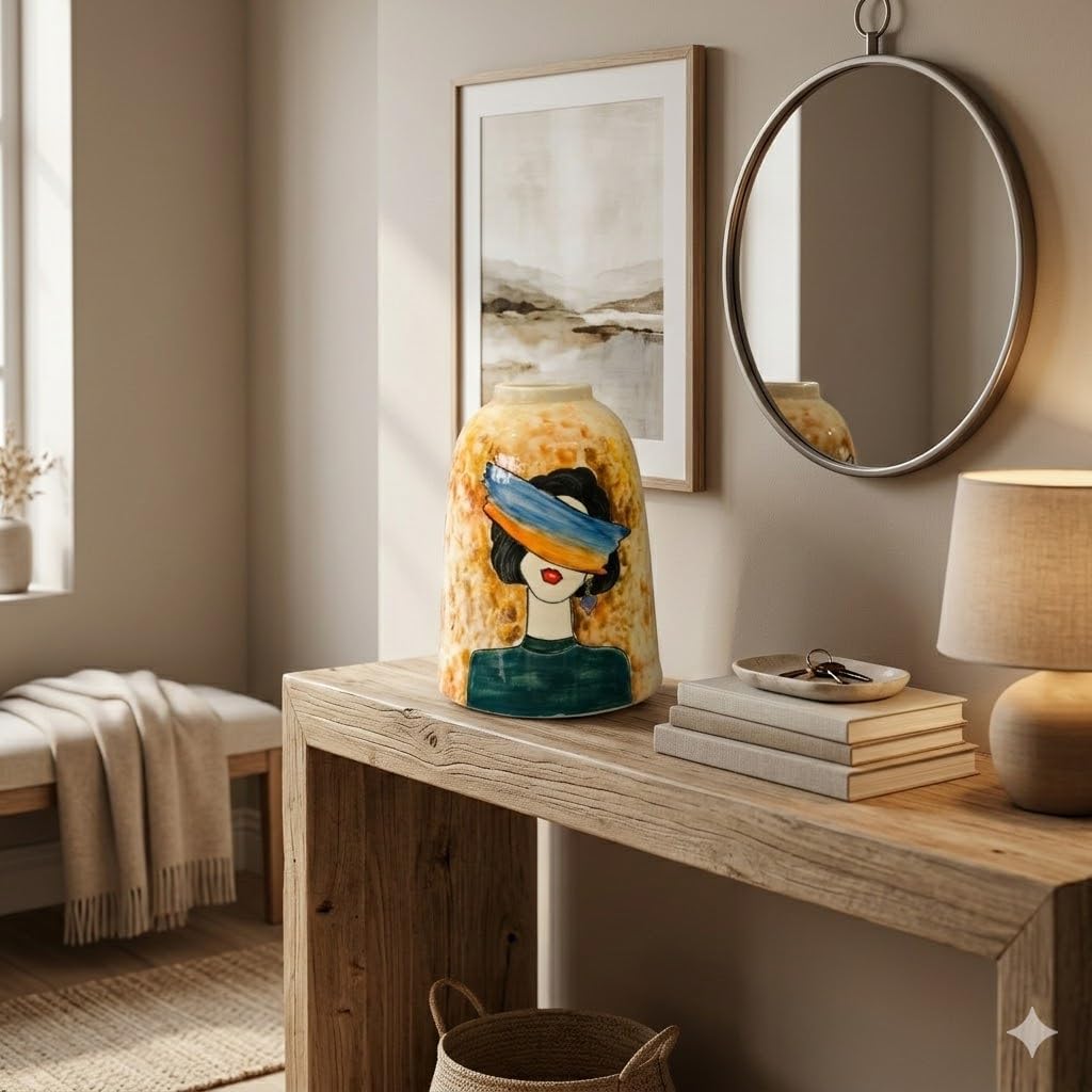 Handmade Mosaic Ceramic Vase – Lady Design – 26 cm (10.2 in) – Home Décor – Heritage T&T Mosaic Collection – Bat Trang Vietnam