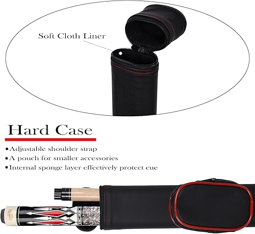 Vista 19 de Palo de billar con eje de desviación baja con estuche rígido de 19 a 20 onzas