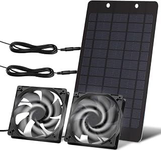 Solar Ventilator, 10W 12V Wasserdichter SolarlüFter, mit DC Doppelventilator, Solar LüFter, Solar Ventilator GewäChshaus für Hühnerställe, Gewächshäuser, Haustierhäuser, Schuppen Belüftung