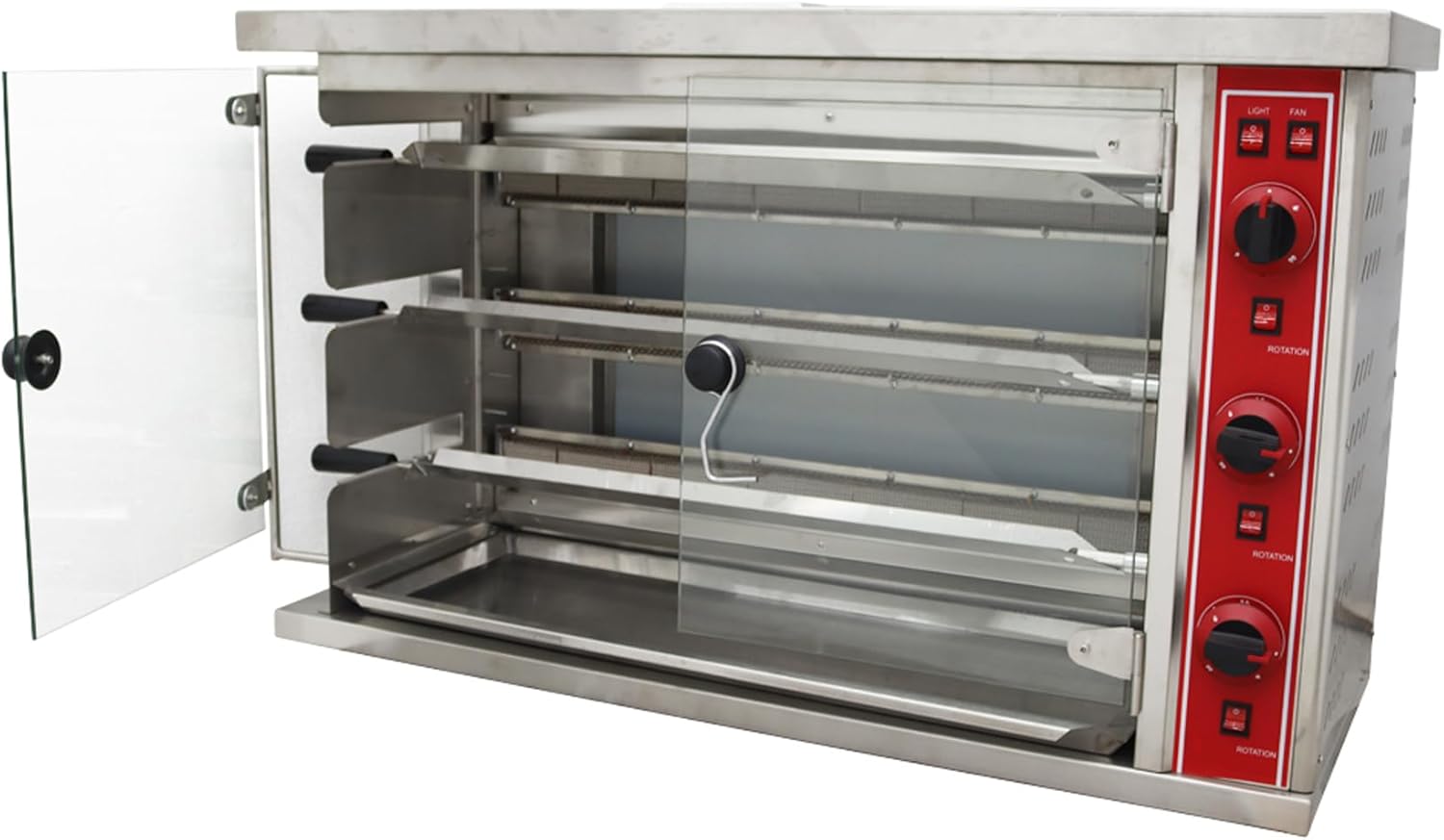 Gas Chicken Rotisserie Machine 3-roll Vertical Gas Rotary Chicken Oven 110V 200W 50-300°C